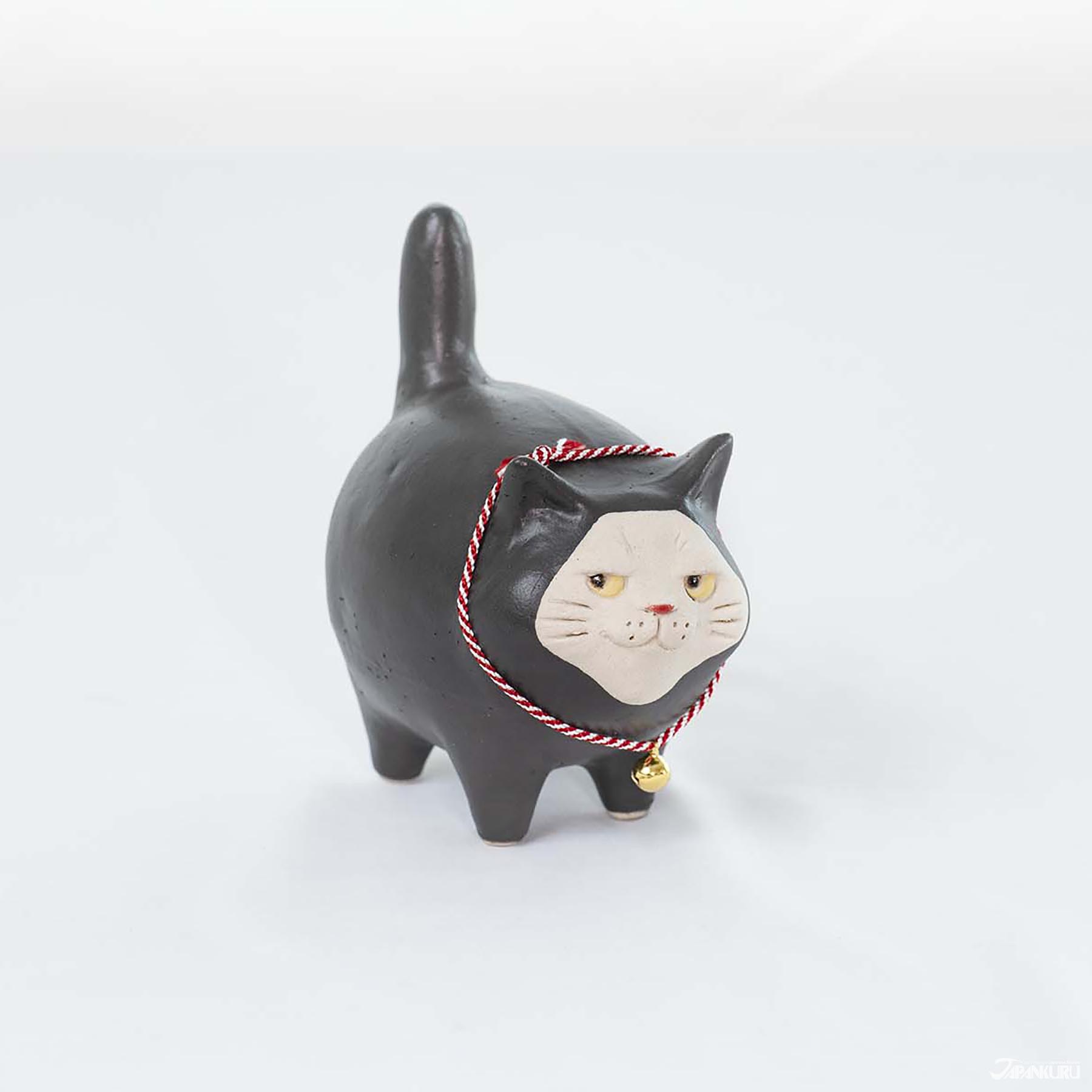 35％OFF】 もちもちデブ猫 布施猫笑店 黒猫 陶器 猫雑貨 置物 